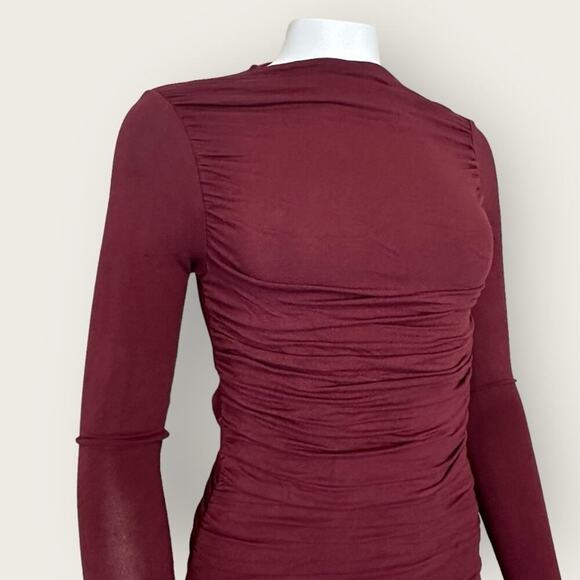 NWT | Naked Wardrobe | Ruched Long Sleeve Dress | Wine | Various Sizes - Picture 8 of 13